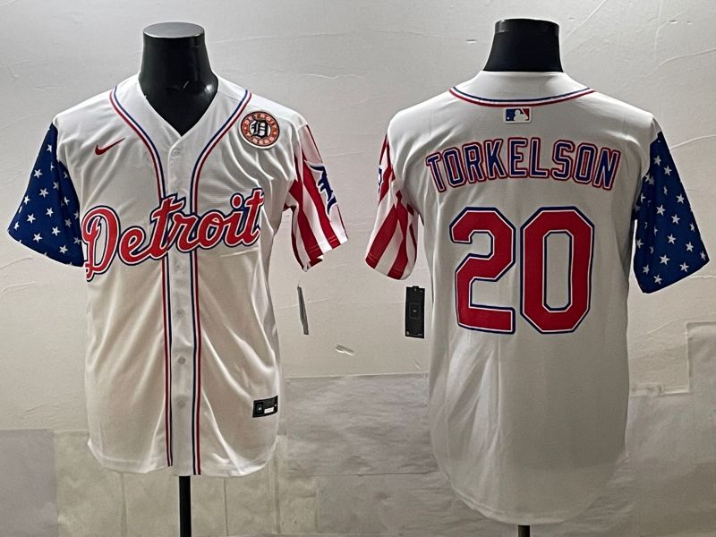 Men Detroit Tigers 20 Torkelson White National Flags 2025 Nike MLB Jersey style 06